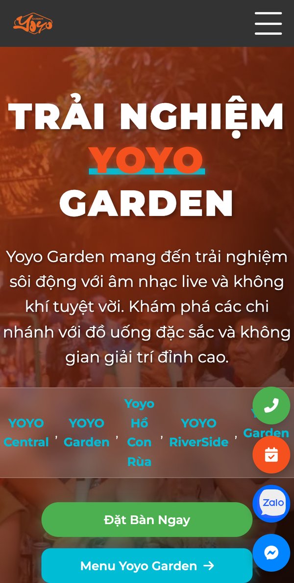 Website YOYO Garden trên điện thoại